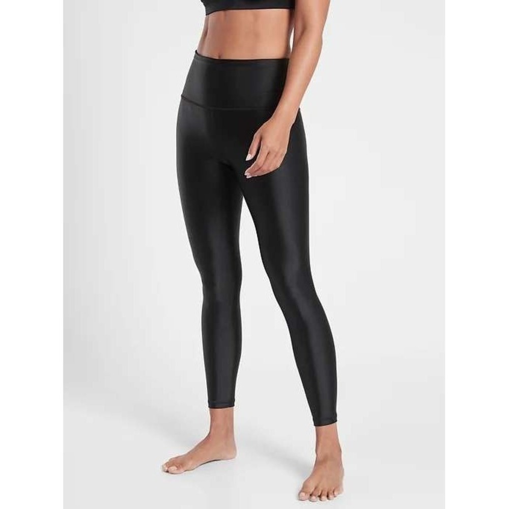 Athleta Elation Sheen Tight Black 7/8 Leggings XL High Rise Workout Yoga Pants